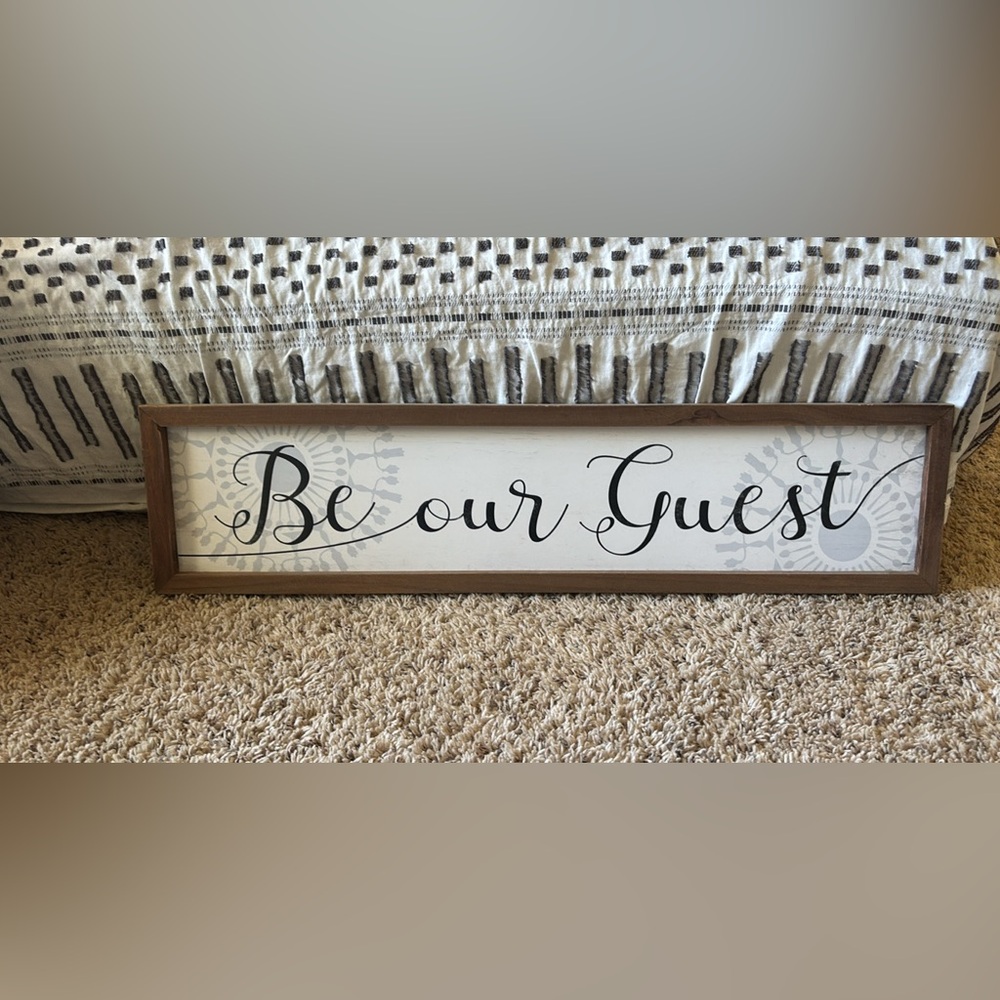 Rustic Brown and White Guest Wall Decor Sign